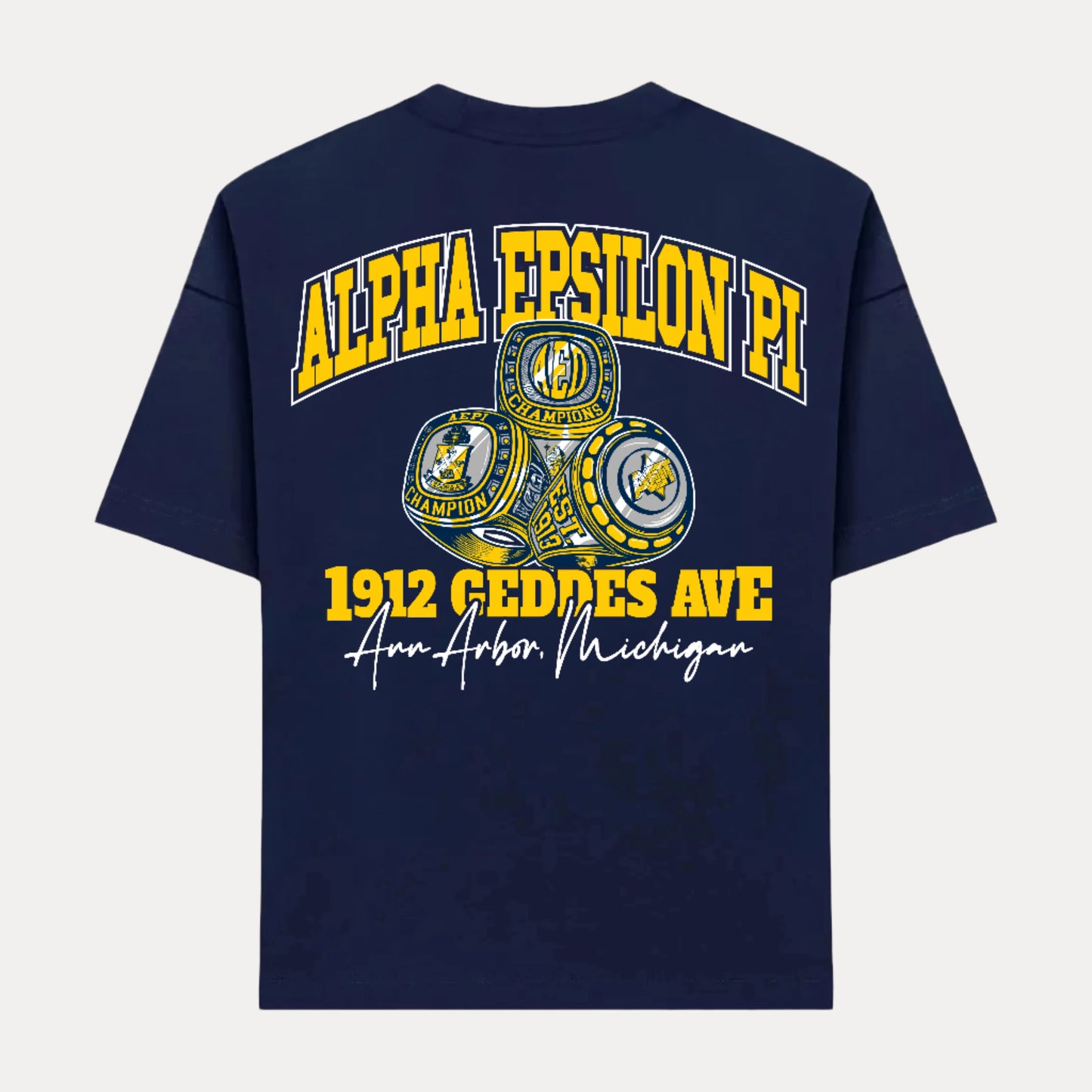 MICHIGAN AEPI NAVY RING TEE