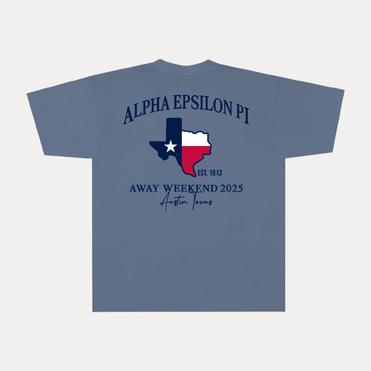 SMU AEPI AWAY WEEKEND BLUE TEE