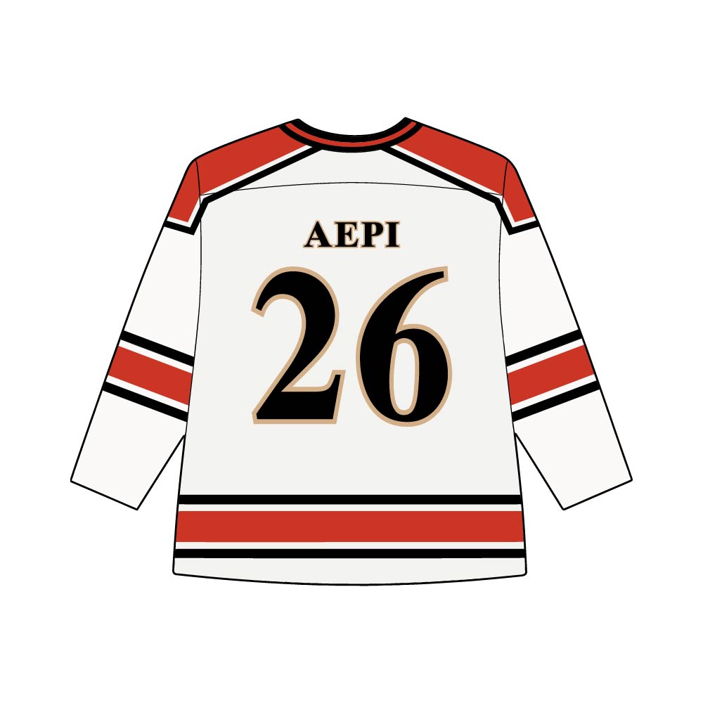 AEPI WISCO WHITE HOCKEY JERSEY