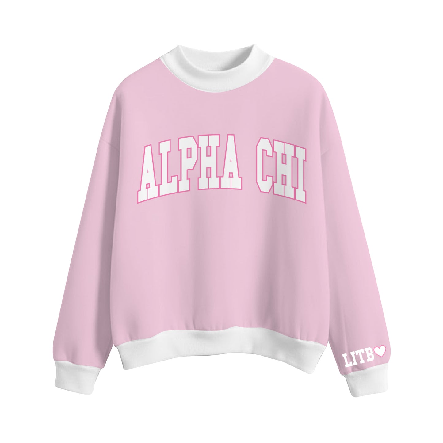 PATCHWORK EMBROIDERED HEAVYWEIGHT MOCKNECK