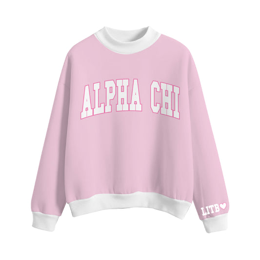 PATCHWORK EMBROIDERED HEAVYWEIGHT MOCKNECK