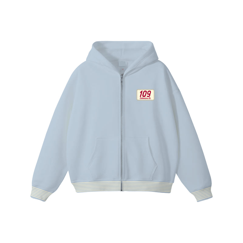 Cornell Kappa Senior Heavyweight Patchwork Light Blue Zip Up Hoodie