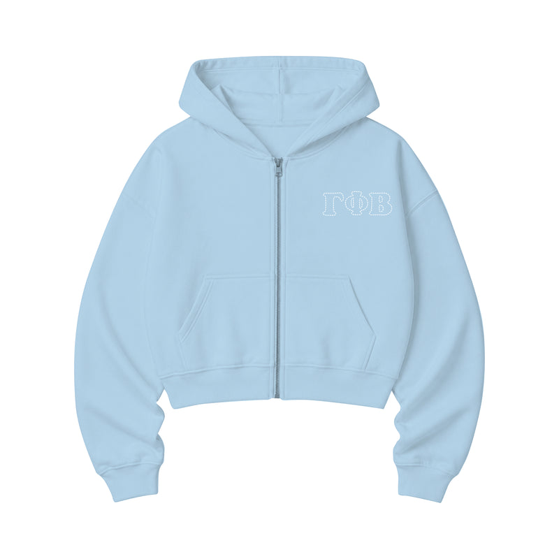 Indiana Gphi Stitch Embroidered Cropped Zipup