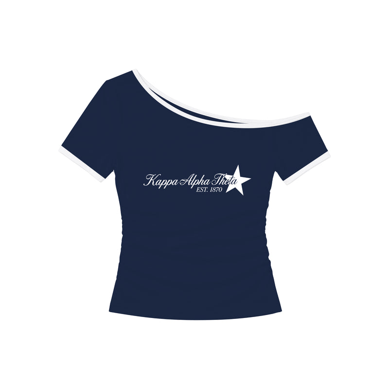 Michigan Theta Navy Off Shoulder