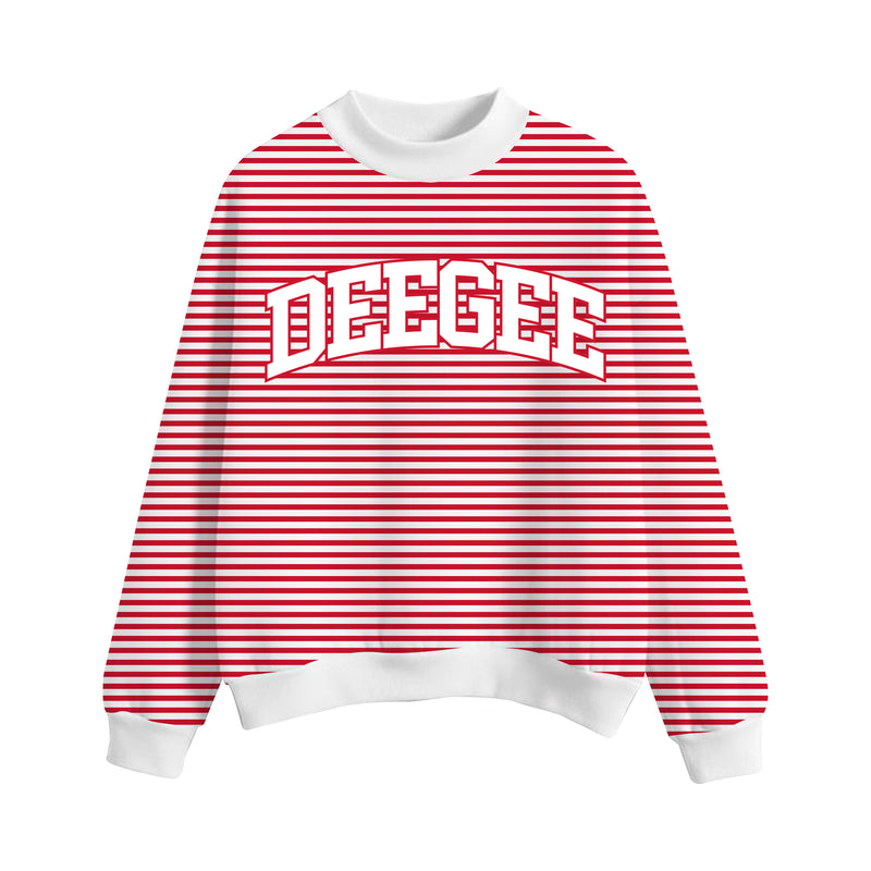 SMU DG Red Stripe Fleece Mockneck & Mini Short Set