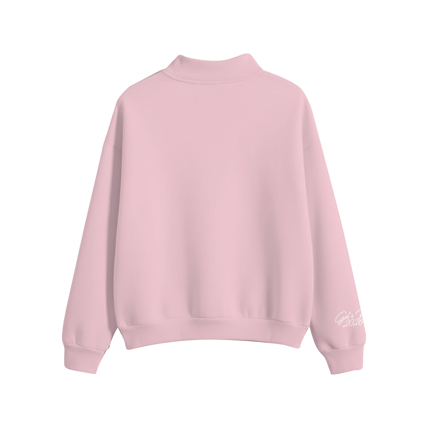 PINK PATCHWORK EMBROIDERED MOCKNECK