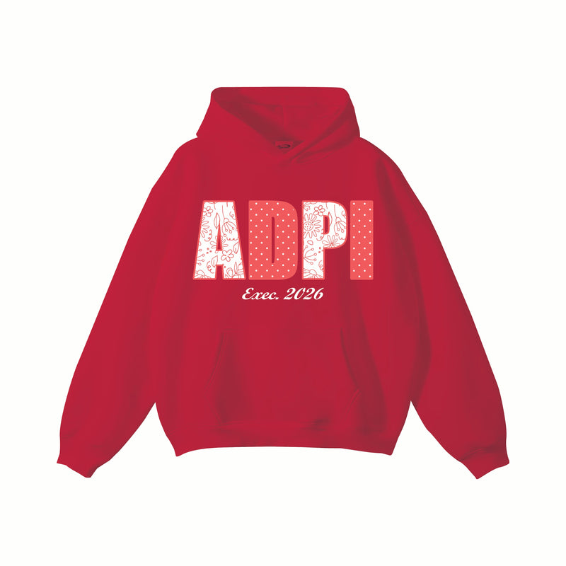 Illinois ADPI Appliqué Embroidered Red Heavyweight Hoodie
