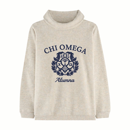CHI OMEGA ALUMNA ROLLED MOCKNECK