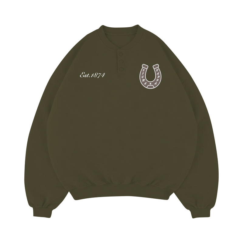 Indiana Sigma Kappa Heavyweight Embroidered Henley Crewneck