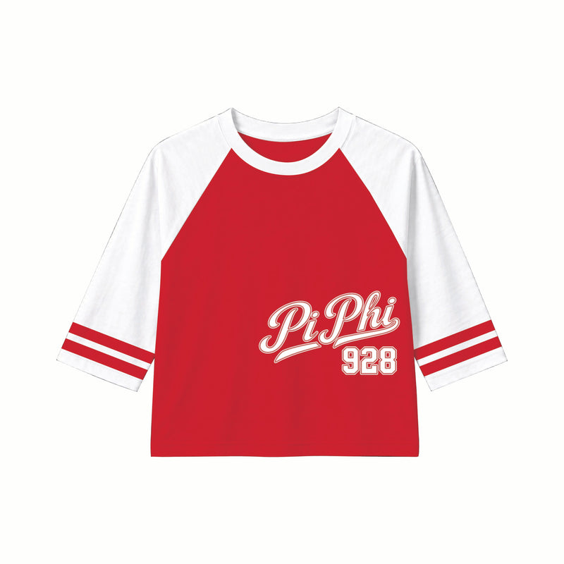 Indiana Pi Phi Patchwork Embroidered Raglan 3/4 Sleeves
