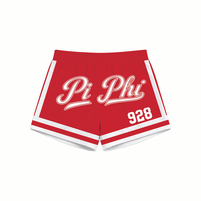 Indiana Pi Phi Patchwork Embroidered Mesh Jersey Short