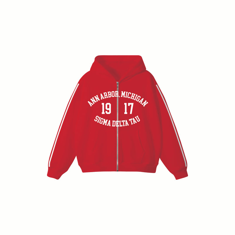 Michigan SDT Recruitment Heavyweight Red Zip-Up Hoodie