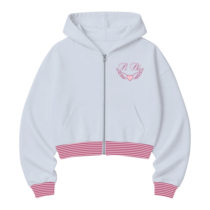 Michigan Pi Phi Embroidered Heavyweight Cropped Zip Up