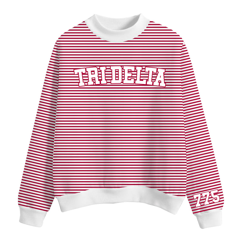 Nevada Tri Delta Striped Heavyweight Embroidered Mockneck
