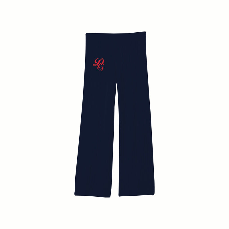 Utah DG Navy Knit Embroidered Open Bottom Pant