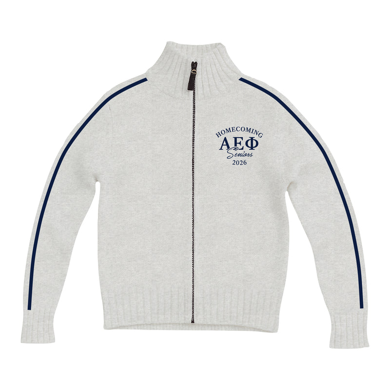 Indiana AEPHi Embroidered Knit Mockneck Zip Up