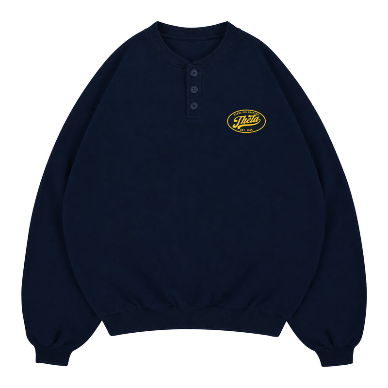 Tulane Theta Heavyweight Henley Crewneck