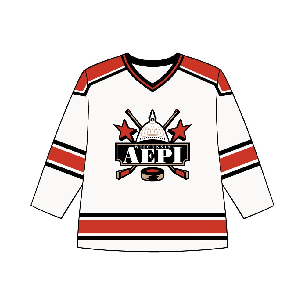 AEPI WISCO WHITE HOCKEY JERSEY