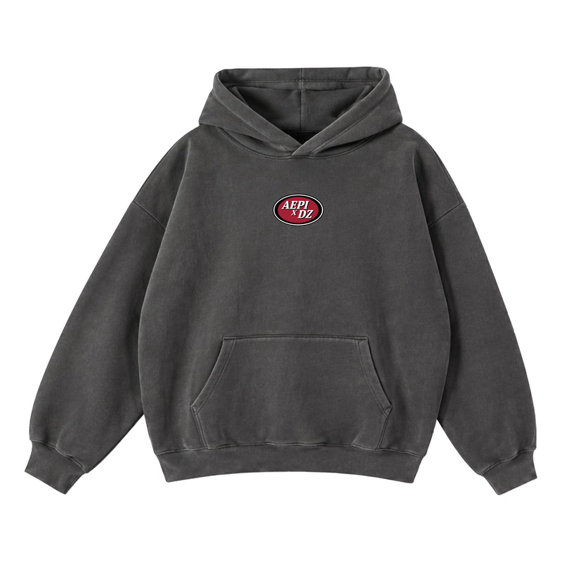 AEPI X DZ PIGMENT BLACK HEAVYWEIGHT 14oz HOODIE