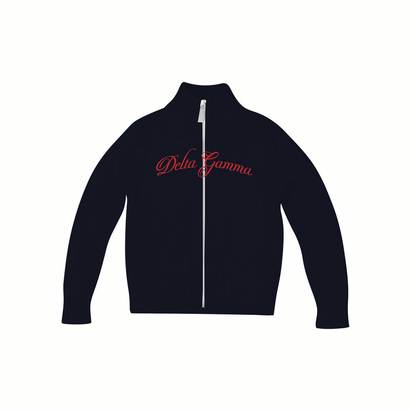 Miami DG Embroidered Knit Mock Neck Zip Up