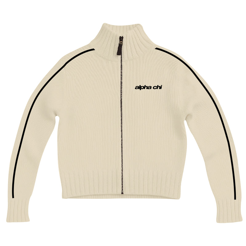 Quinnipiac AXO Embroidered Knit Mockneck Zip Up
