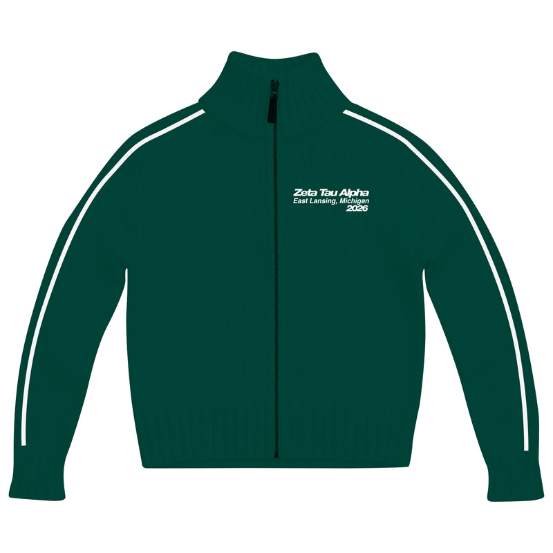 MSU Zeta Embroidered  Knit Mockneck Zip Up