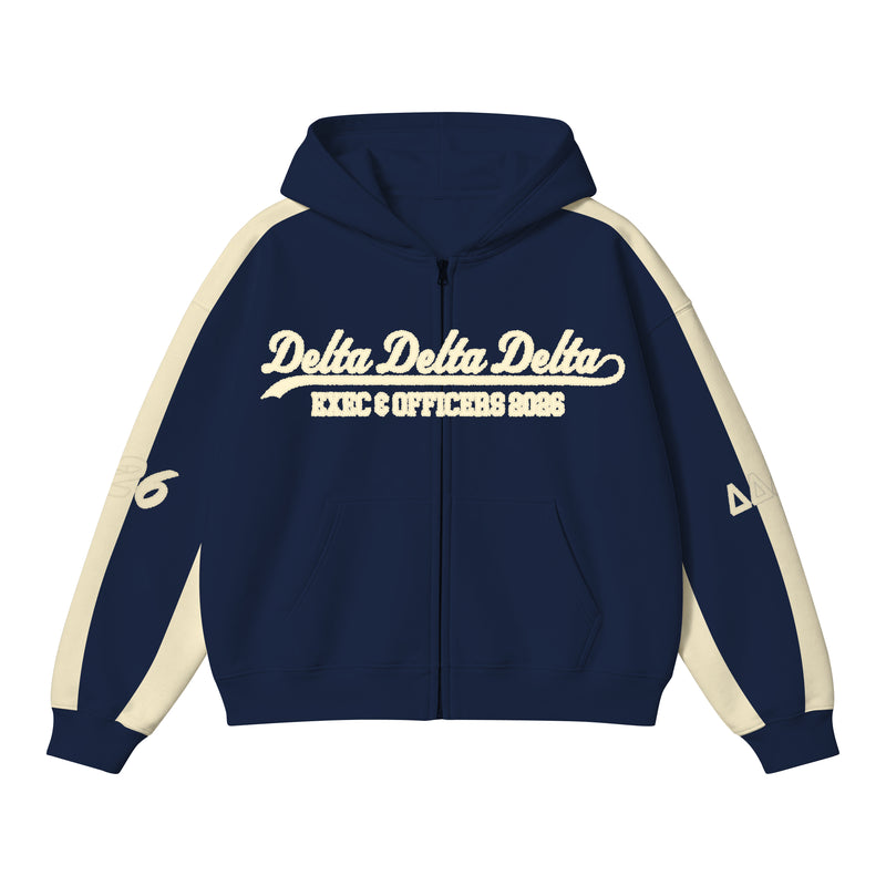 Delaware Tri Delta Applique Embroidered Heavyweight French Terry Hoodie