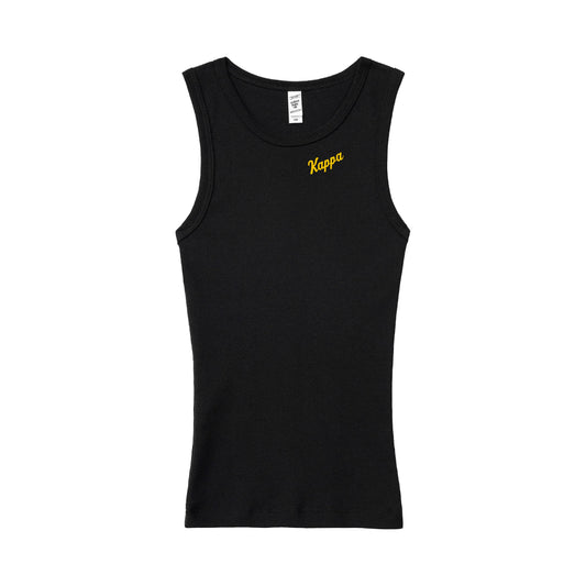 MICHIGAN KAPPA BLACK BABY RIB EMBROIDERED TANK