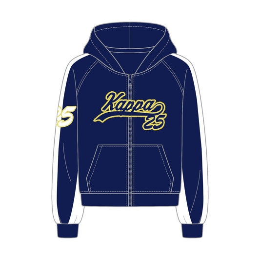 MICHIGAN KAPPA CUSTOM PATCHWORK/EMBROIDERED ZIP UP HOODIE